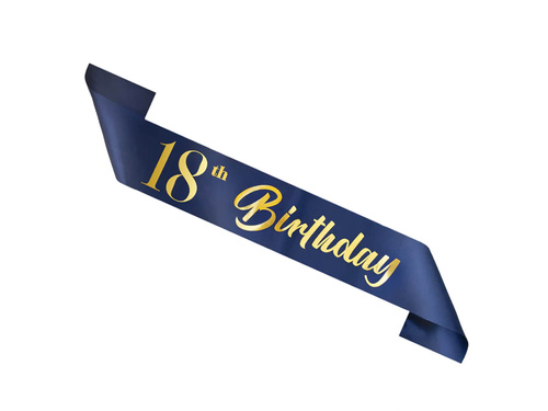 Szarfa urodzinowa 18th Birthday granatowa - 1 szt.
