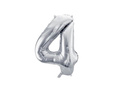 Balon foliowy cyfra 4 srebrna - 72 cm - 1 szt.