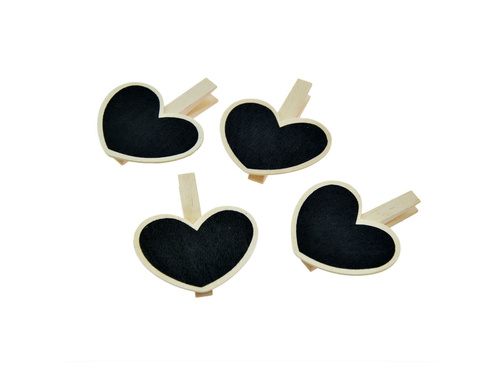 Klamerki z tablicówkami Serca - 4 szt.
