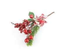 Dekoracja gałązka świąteczna z ostrokrzewem - 22 cm - 1 szt.