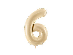 Balon foliowy cyfra 6 beżowa - 72 cm - 1 szt.