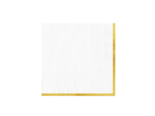 Serwetki papierowe białe ze złotym brzegiem - 33 cm - 10 szt.