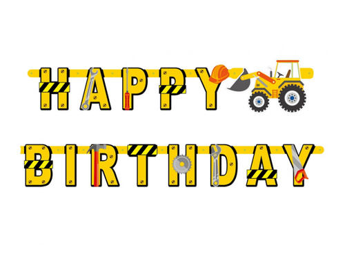 Baner Happy Birthday Plac Budowy - 220 cm - 1 szt.