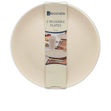 Talerzyki plastikowe wielokrotnego użytku beżowe - 25 cm - 2 szt.