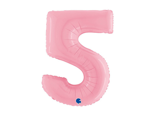 Balon foliowy cyfra 5 pastelowy różowy - 40" - 1 szt.