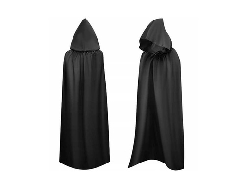 Peleryna z kapturem czarna - 140 cm