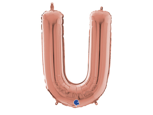 Balon foliowy litera U różowe złoto - 66 cm - 1 szt.