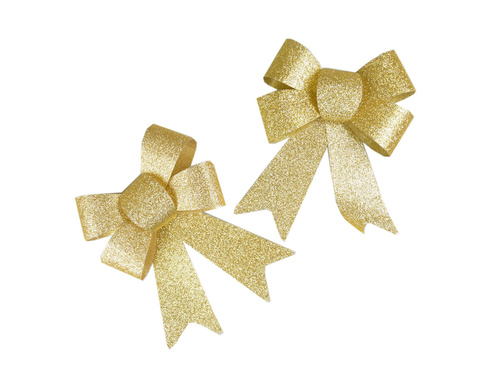 Kokardy złote brokatowe - 2 szt.