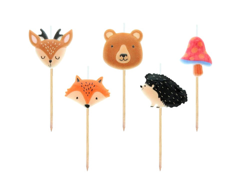 Świeczki pikery Zwierzęta leśne - 5 szt.