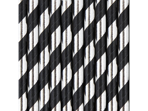 Słomki papierowe w paski - 19,5 cm - 10 szt.