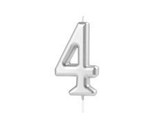 Świeczka cyferka srebrna - 4 - 1 szt.