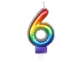 Świeczka cyferka kolorowa - 6 - sześć