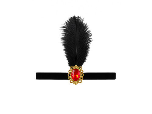 Opaska z piórem Retro czarna - 1 szt.