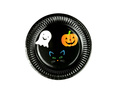 Talerzyki papierowe na Halloween Duszek, Kot i Dynia - 18 cm - 6 szt.