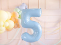 Balon foliowy błękitny cyfra 5 - 72 cm - 1 szt.
