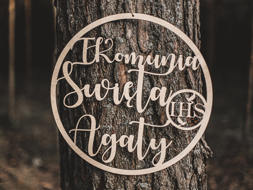 Duża zawieszka obręcz drewniana personalizowana - 44 cm - 1 szt.