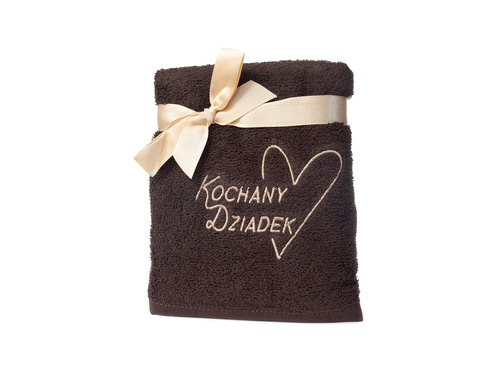 Ręcznik bawełniany z napisem Kochany Dziadek brązowy