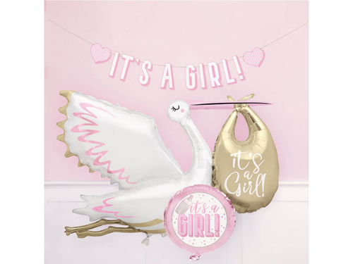 Balon foliowy Bocian It's a Girl - 157 cm - 1 szt.