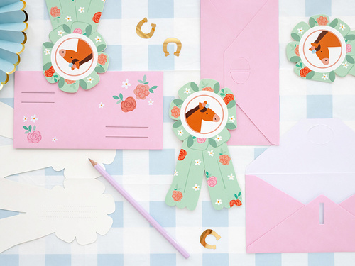 Zaproszenia urodzinowe z kopertami Koniki - 6 szt.