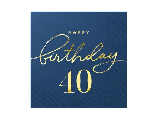 Serwetki na czterdzieste urodziny granatowe - 33 cm - 10 szt.