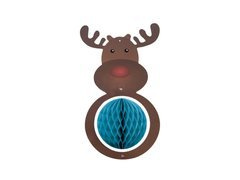 Dekoracja wisząca Renifer z rozetką - 42 cm - 1 szt.