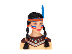 Peruka indianki z opaską i piórem