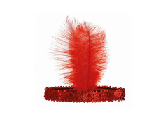 Opaska z piórem Retro czerwona - 1 szt.