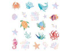 Tatuaże zmywalne Ocean - 21 szt.