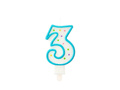 Świeczka cyferka trójka 3 z kropeczkami - 1 szt.