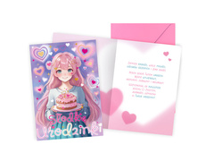 Kartka na urodziny Anime - 1 szt.