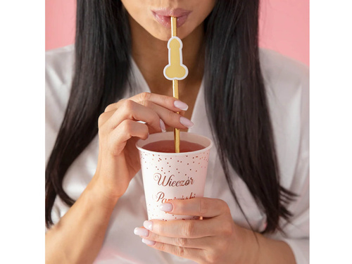 Słomki peniski na wieczór panieński złote - 8 szt.