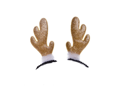 Spinki brokatowe Rogi Renifera złote - 2 szt.