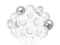 Zestaw balonów komunijnych biało-srebrny - 32 szt.
