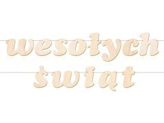 Girlanda drewniana napis Wesołych Świąt - 10 m