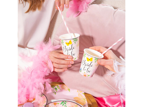 Kubeczki papierowe w kwiaty Bride to be - 220 ml - 6 szt.