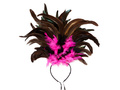 Opaska tancerki samby z piórami czarnymi i różowymi - 1 szt.