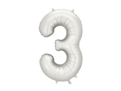 Balon foliowy srebrna cyfra 3 - 86 cm - 1 szt.