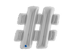 Balon foliowy znak specjalny # hashtag srebrny - 40" - 1 szt.