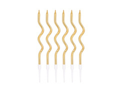 Świeczki urodzinowe spiralne złote - 6 szt.