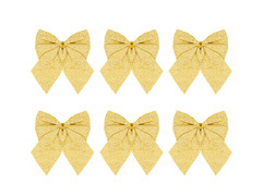 Kokardy złote brokatowe - 8 cm - 6 szt.