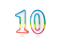 Świeczki cyferki z kolorową obwódką cyfra 10 - 8,5 cm - 2 szt.