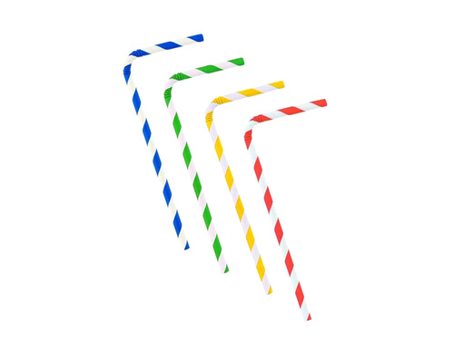 Słomki papierowe łamane w paski mix kolorów - 100 szt.