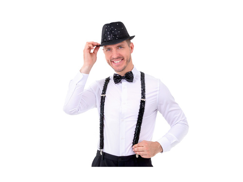 Mucha cekinowa czarna - 7 x 12 cm - 1 szt.