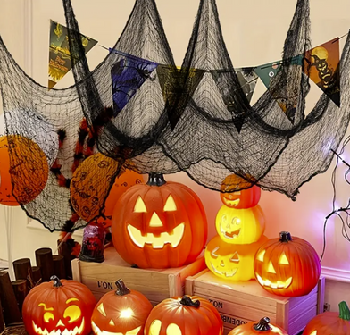 Czarna siatka na Halloween - 76 x 300 cm - 1 szt.