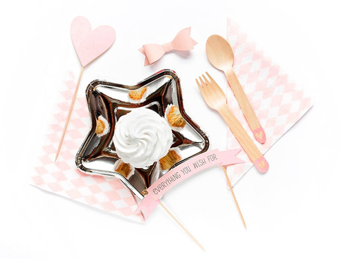 Zestaw sztućców drewnianych Serca rumianoróżowych - 18 szt.