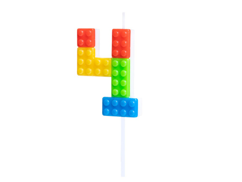 Świeczka cyferka Klocki - 4 - 1 szt.