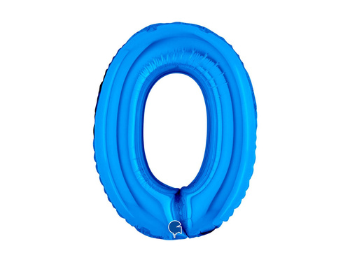 Balon foliowy cyfra 0 niebieski - 14" - 1 szt.