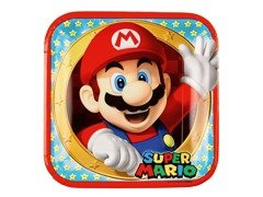 Talerzyki papierowe na urodziny Super Mario Bros - 23 cm - 8 szt.