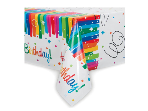 Obrus urodzinowy Rainbow Happy Birthday - 137 x 213 cm - 1 szt.