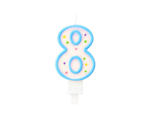 Świeczka cyferka ósemka 8 z kropeczkami - 1 szt.